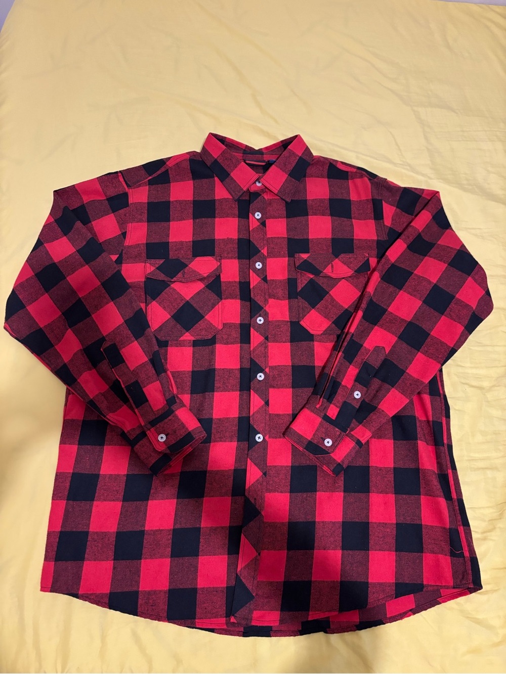 Red and Black Buffalo Plaid Flannel Shirt for Men
